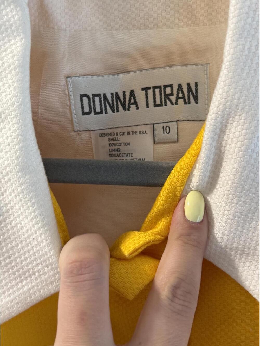 Vintage Donna Toran Yellow and White Colorblock Short Sleeve Blouse Size 10 - Picture 2 of 8